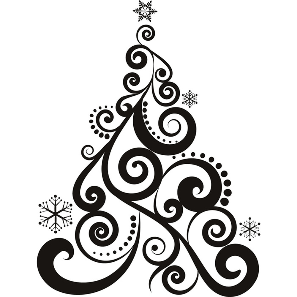 Swirl Christmas Tree Wall Sticker Christmas Wall Art