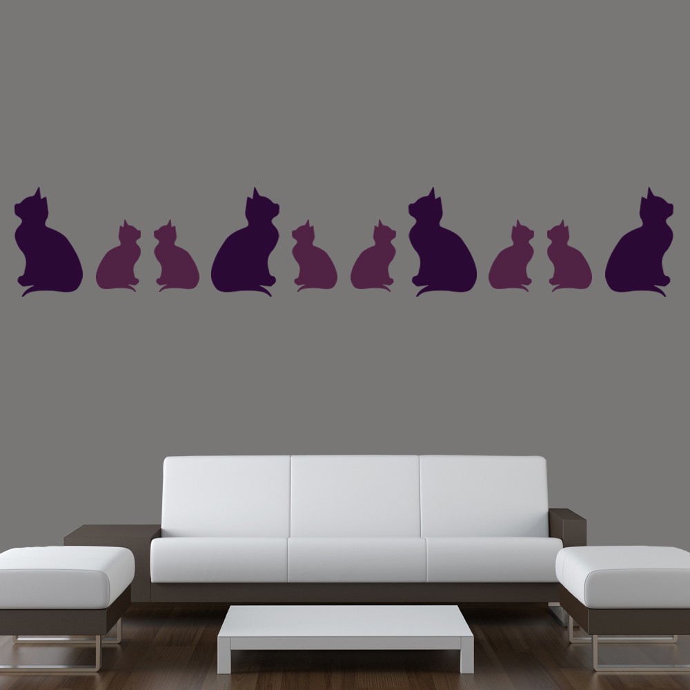 Sitting Kitten Silhouette Wall Sticker Creative Multi Pack Wall Decal Art