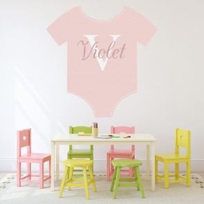Personalised Pink Baby Grow Nursery Wall Sticker