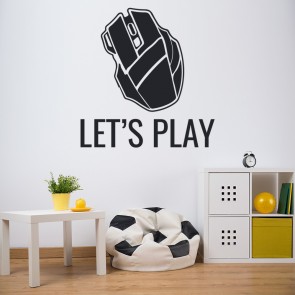 Lets Play Gaming Mouse Gamer Kids Wall Sticker