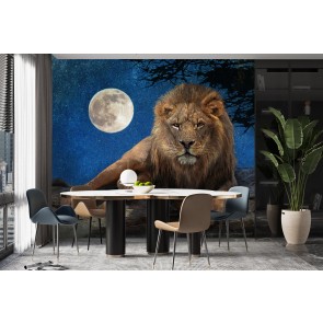 Lion at Night Wall Mural by Chris Vest