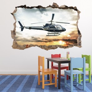 Helicopter 3D Hole In The Wall Sticker