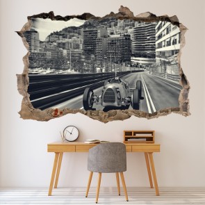 Vintage Race Car 3D Hole In The Wall Sticker