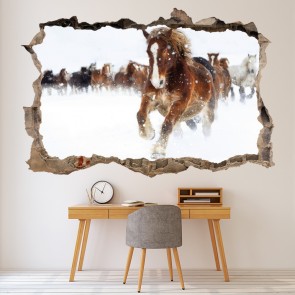Herd Of Wild Horses 3D Hole In The Wall Sticker