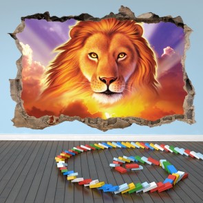 Lion 3D Hole In The Wall Sticker