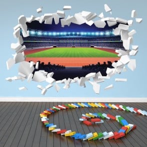 Athletics Stadium White Brick 3D Hole In The Wall Sticker