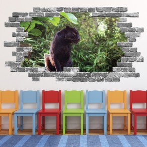 Black Panther Grey Brick 3D Hole In The Wall Sticker