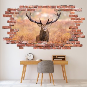Red Stag Red Brick 3D Hole In The Wall Sticker
