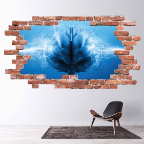 Brain Wave Red Brick 3D Hole In The Wall Sticker