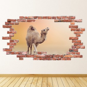 Desert Camel Red Brick 3D Hole In The Wall Sticker
