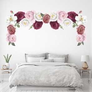 Pink and White Rose Garland Floral Wall Sticker