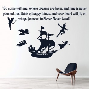Just Think Of Happy Things Peter Pan Quote Wall Sticker