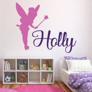 Personalised Name Pink Tinkerbell Wall Sticker