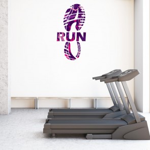 Run Purple Pink Footprint Wall Sticker