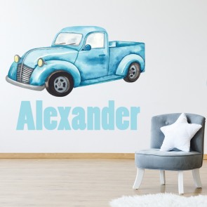 Personalised Name Blue Truck Wall Sticker