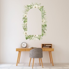 White & Green Flowers Tropical Floral Arch Frame Wall Sticker