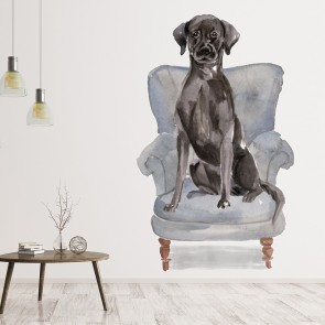 Brown Labrador Chair Dog Kennels Grooming Wall Sticker