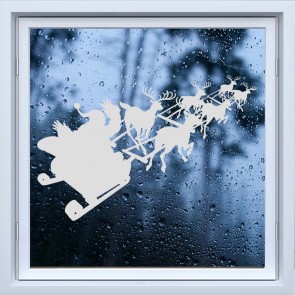 Santa Sleigh Christmas Frosted Window Sticker