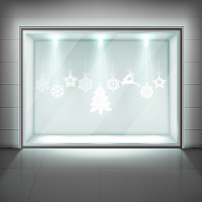 Snowflake Baubles & Christmas Tree Frosted Window Sticker