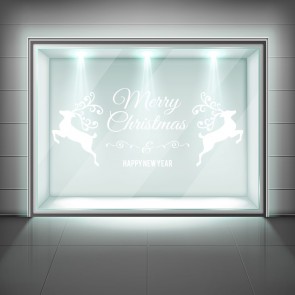 Merry Christmas Reindeer Quote Frosted Window Sticker