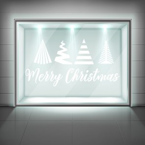 Merry Christmas Trees Frosted Window Sticker