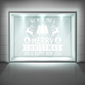 Merry Christmas & Happy New Year Quote Frosted Window Sticker