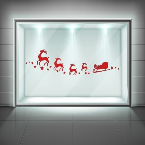 Santa Reindeer Festive Stars Christmas Window Sticker
