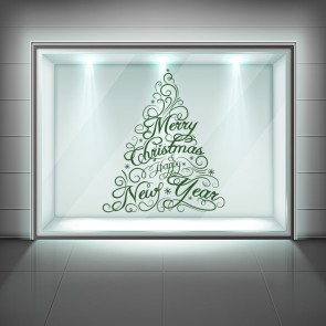 Merry Christmas Tree Happy New Year Window Sticker