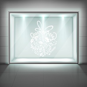 Festive Floral Christmas Bauble Frosted Window Sticker