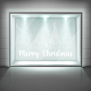 Merry Christmas Gnomes Frosted Window Sticker