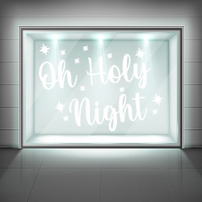 Oh Holy Night Christmas Quote Frosted Window Sticker