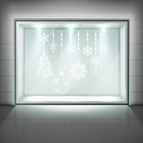 Christmas Baubles Selection Frosted Window Sticker