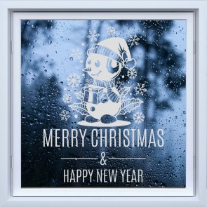 Merry Christmas Snowman Frosted Window Sticker