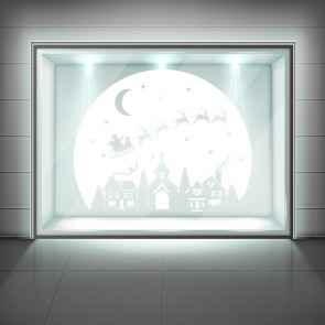 Starry Night Christmas Village Frosted Window Sticker