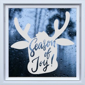 Season Of Joy Reindeer Design Frosted Window Sticker