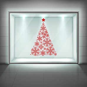 Festive Snowflake Christmas Tree Window Sticker