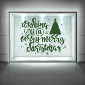 A Very Merry Christmas Tree & Snowflake Design Window Sticker