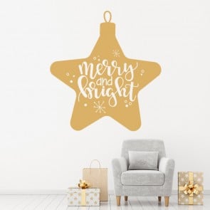 Merry & Bright Star Christmas Bauble Wall Sticker