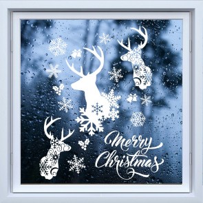 Reindeer & Snowflakes Christmas Window Sticker