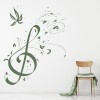 Floral Treble Clef Musical Notes Wall Sticker