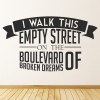 Green Day Boulevard Of Broken Dreams Wall Sticker