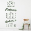 Life Is Like Riding A Bicycle Quotes Wall Sticker