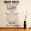 House Rules Family Quote Wall Sticker