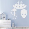 Alien UFO Spaceship Wall Sticker Set