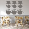 Tea Coffee Cups Cafe Wall Sticker Set