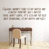 Stay With Me Sam Smith Song Lyrics Wall Sticker