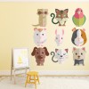 Cute Pet Animals Wall Sticker Set