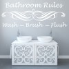 Bathroom Rules Wash Brush Flush Wall Sticker