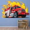 Fire Truck & Flames Childrens Wall Sticker