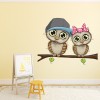 Owls On Branch Nursery Wall Sticker